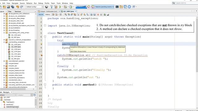 A method can declare an exception that it does not throw. (enthuware.ocajp.i.v8.2.1097) смотреть онлайн