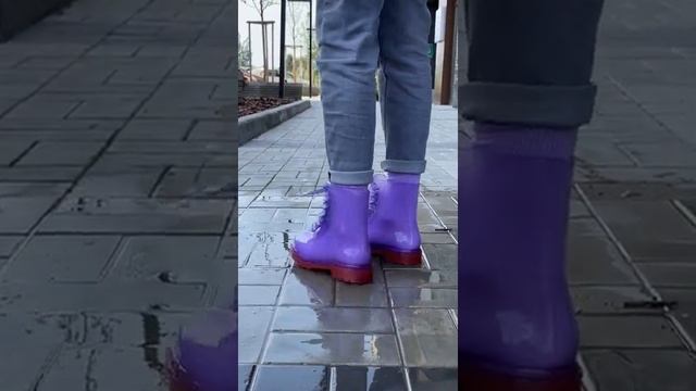 Резиновые сапоги для женщин/для девочек/из ЭВА/ботинки со шнурками/непромокаемые/на каблуке/осень смотреть онлайн