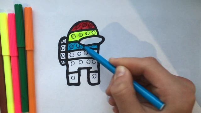 How to draw pop it among us? / Как нарисовать поп ит амонг ас? / drawing and coloring! смотреть онлайн