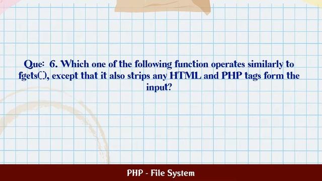 PHP - File System MCQ Questions смотреть онлайн
