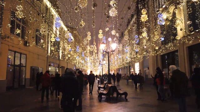 ⁴ᴷ⁶⁰ Walking Moscow: Christmas Walk ? from Lubyanka, to Nikolskaya St, Red Square & Zaryadye Park смотреть онлайн
