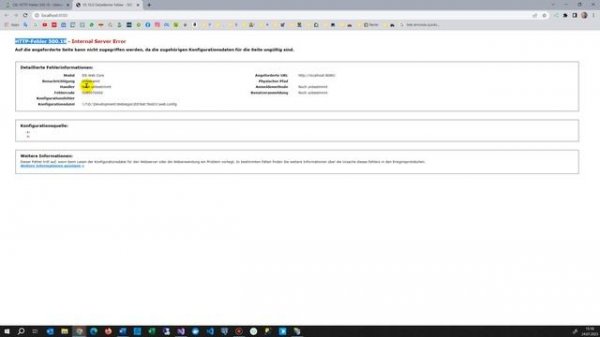 Solved: HTTP-Fehler 500.19 - Internal Server Error 0x8007000d IIS Web Core
