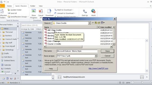 Saving Emails In Outlook To Hard Drive In PDF