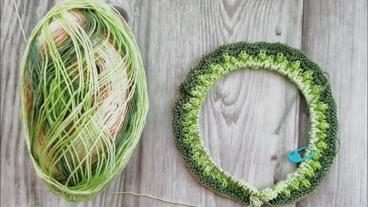 Кофточка с круглой кокеткой спицами. Расчет петель, начало вязания. смотреть онлайн