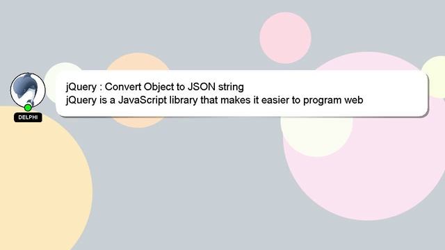jQuery : Convert Object to JSON string смотреть онлайн