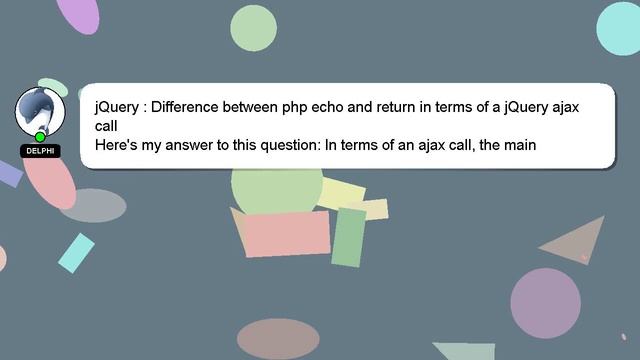 jQuery : Difference between php echo and return in terms of a jQuery ajax call смотреть онлайн
