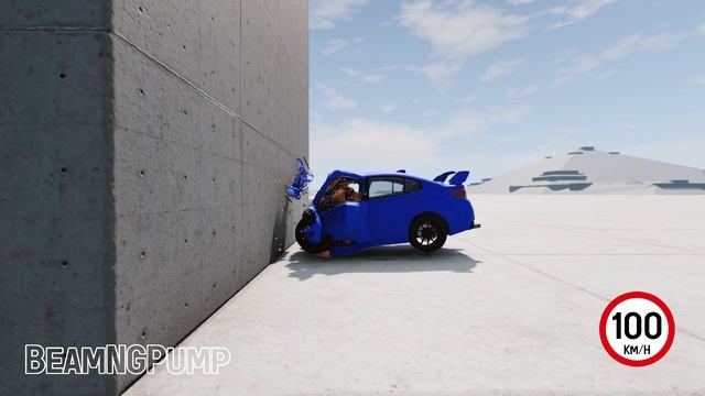 Subaru WRX Vs Wall 300 Km/H - Crash Test - BeamNG Drive | BeamNGPump #35 #satisfying смотреть онлайн