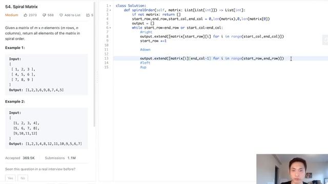 Leetcode - Spiral Matrix (Python) смотреть онлайн