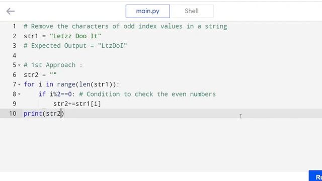 Python : Remove the characters of odd index values in a string. смотреть онлайн
