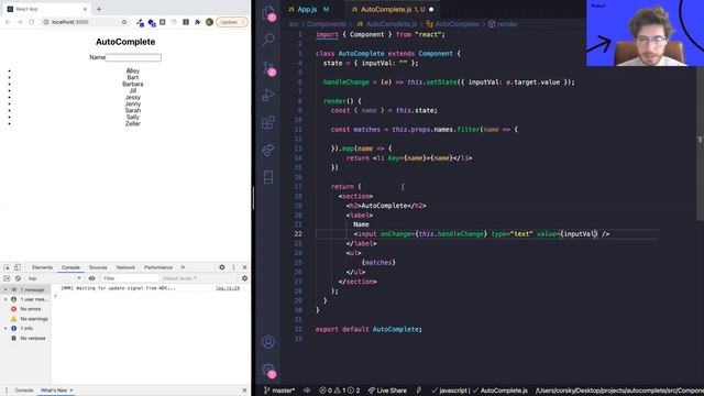 React AutoComplete Walkthrough смотреть онлайн