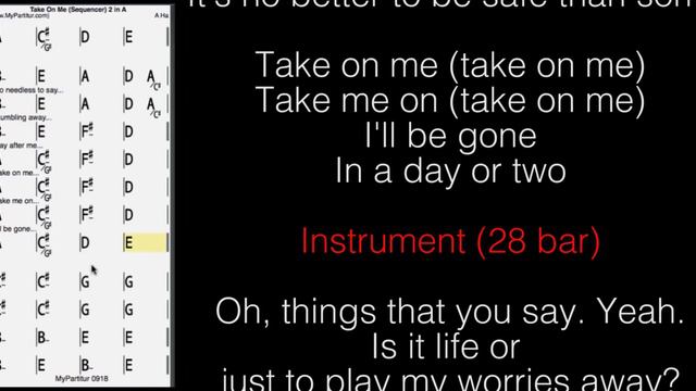Take On Me Chords at MyPartitur Lyrics смотреть онлайн