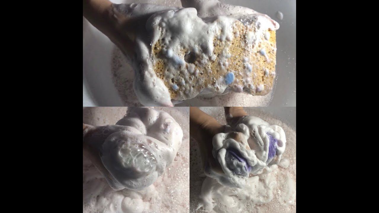 ASMR/Soap Gel (soaked Soap), Sponge Squeezing, Sponge Rinsing