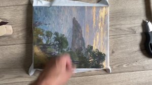 Натяжка холста  с написанной картиной на подрамник