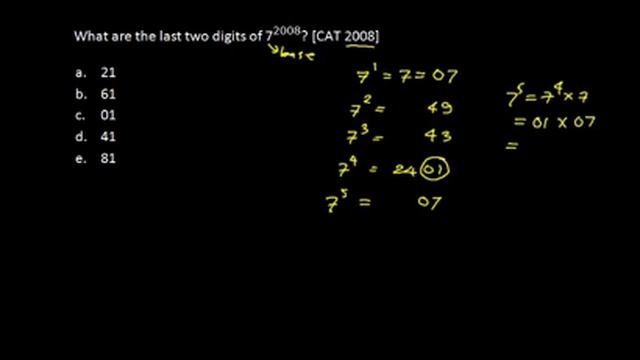 Finding Last two digits of 7^2008 смотреть онлайн