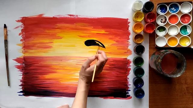 Рисуем легко. Морской пейзаж с дельфинами. смотреть онлайн