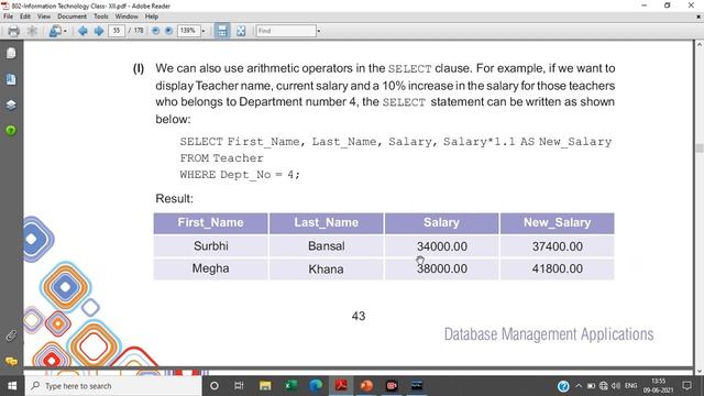 Query using Arithmetic Operators | Unit-1 Database Concepts | Class 12 IT (802) NSQF смотреть онлайн