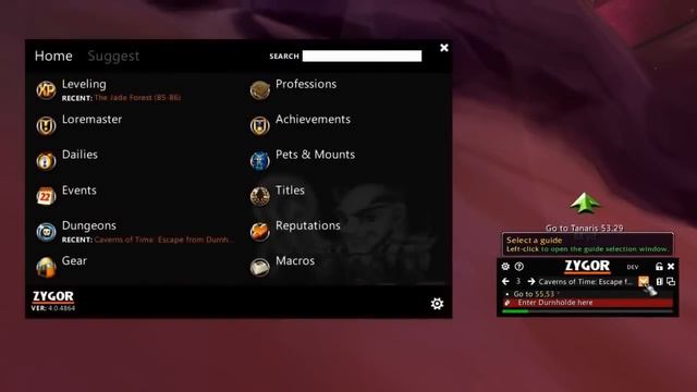 World Of Warcraft Games List Stealth Theme 3D Arrow Progress Bar Zygor Guides Features
