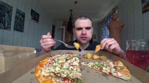 МУКБАНГАСМР ПИЦЦА БАВАРСКАЯКАРТОФЕЛЬ ЗАПЕЧЕННЫЙОБЖОРУЖИН EATING ASMRMukbang#195