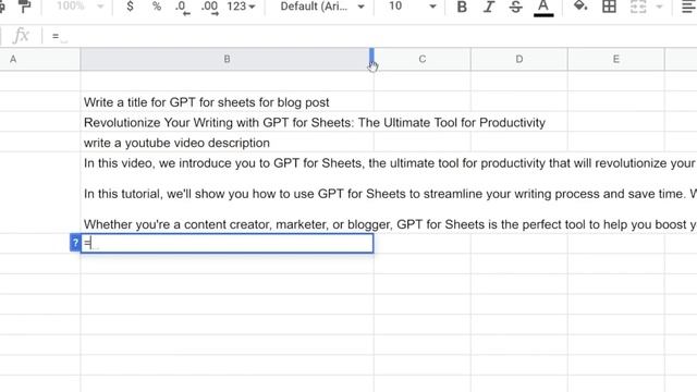 GPT for Sheets : Powered by the ChatGPT model: gpt-3.5-turbo смотреть онлайн