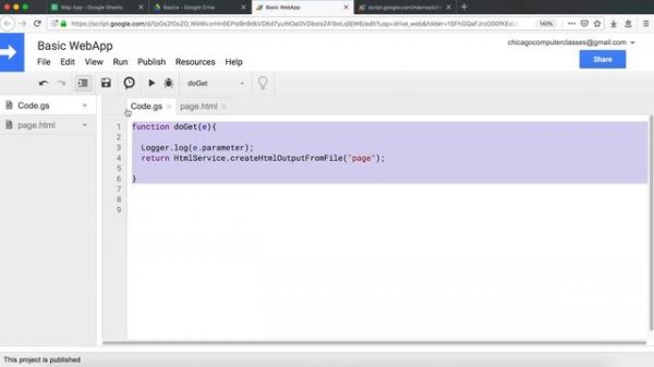 Google Sheets Web App Example - Google Apps Script Web App Tutorial - Part 1