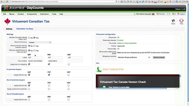 Canadian Taxes For Virtuemart смотреть онлайн