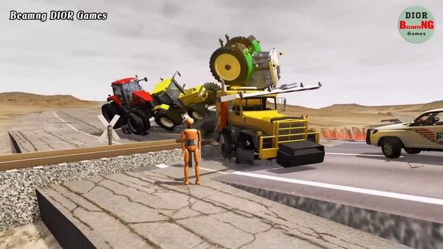 Double Flatbed Trailer Truck vs speed bumps|Busses vs speed bumps|Beamng Drive|477 смотреть онлайн