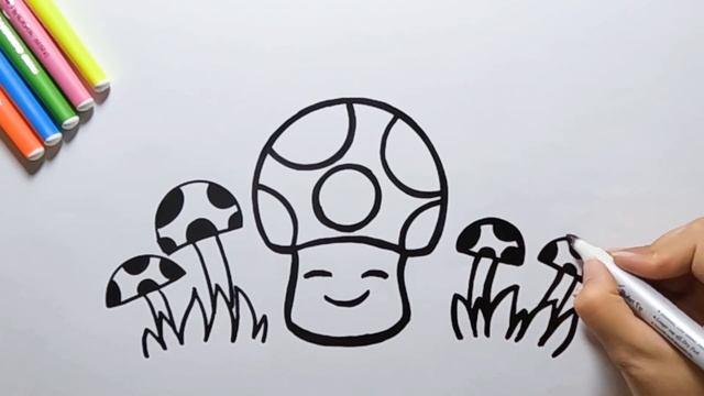 How To Draw A Mushroom Step By Step ? Mushroom Drawing Easy and Cute смотреть онлайн