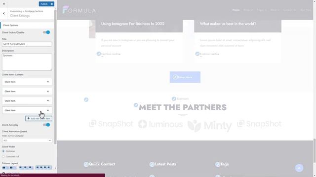 Formula Premium WordPress Theme: How To Configure Client Section смотреть онлайн