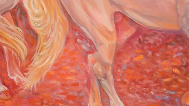 Интерьерная картина маслом с лошадьми. смотреть онлайн