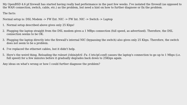 Hints on diagnosing performance issue in OpenBSD firewall смотреть онлайн