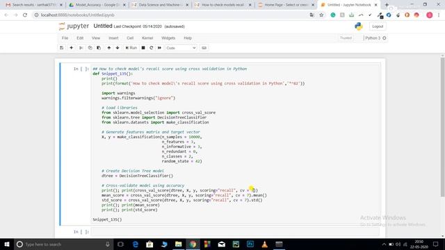 How to check the recall score of the model using Cross-validation in Python? смотреть онлайн