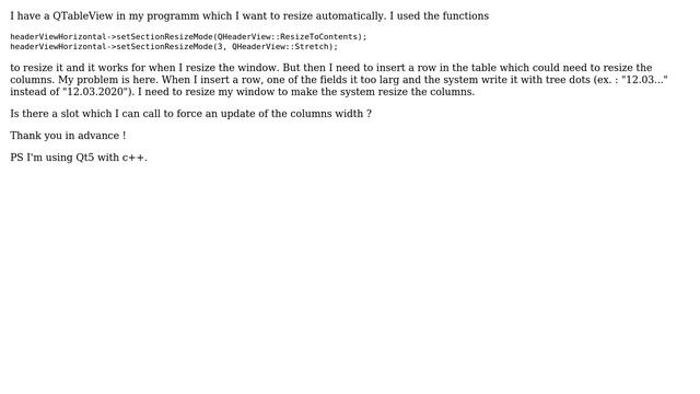 Auto-resize columns of QTableView programmatically смотреть онлайн