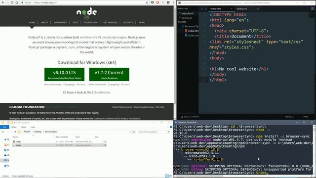 Live reload your website with Browser-Sync (Windows) смотреть онлайн