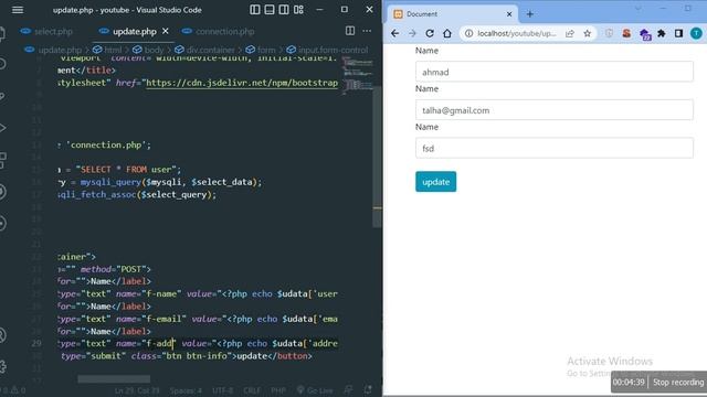 How to Update Data in a database using PHP and MySQL смотреть онлайн