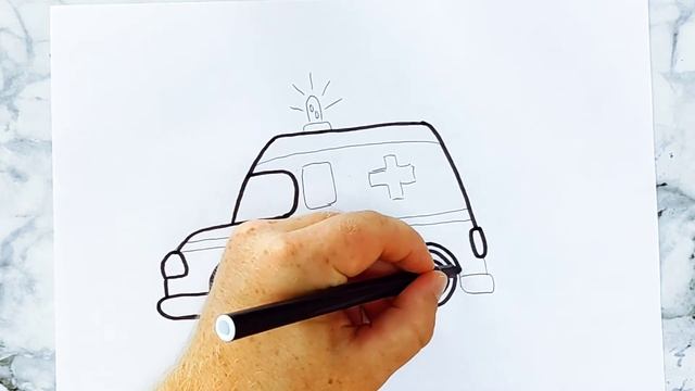 Как нарисовать машину скорой помощи.Мультик раскраска / How to draw an ambulance смотреть онлайн