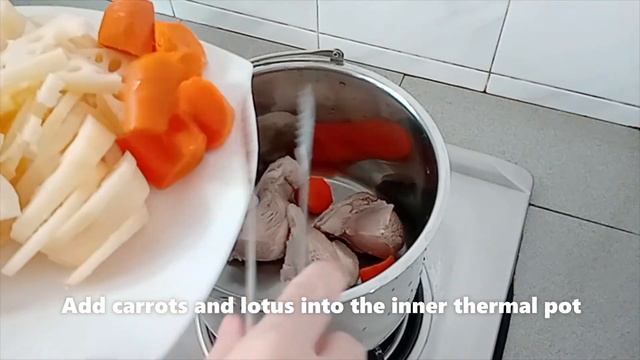 Thermal Cooker Pot Recipe - Lotus Soup with carrots and peanuts смотреть онлайн
