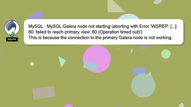 MySQL : MySQL Galera node not starting (aborting with Error 'WSREP: [...]: 60: failed to reach prim смотреть онлайн