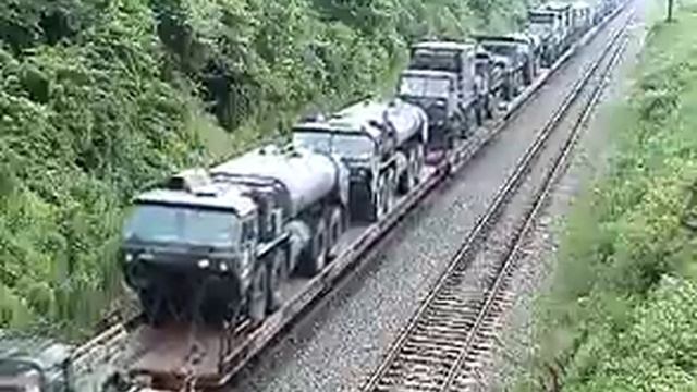CSX W880 Military Train Led By An Ex-Conrail SD70MAC At CP Berry On CSX Trenton Line July 22 2004