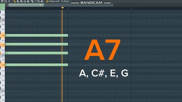 Аккорд «A7» на piano roll смотреть онлайн