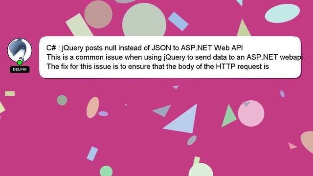 C# : jQuery posts null instead of JSON to ASP.NET Web API смотреть онлайн