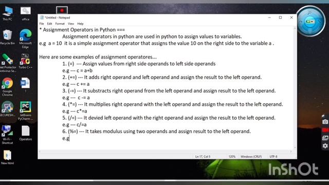#5.. Python Operators:- Assignment operator смотреть онлайн