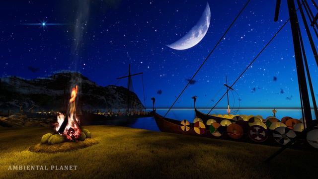 VIKING Night Ambience - Crackling CAMPFIRE | Nordic Atmosphere смотреть онлайн