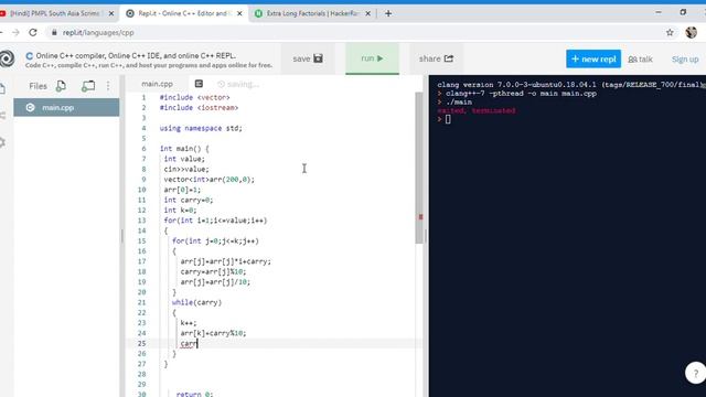 AMAZON INTERVIEW QUESTION||HACKER RANK EXTRA LOO000ONG FACTORIAL PROGRAM IN C++ смотреть онлайн