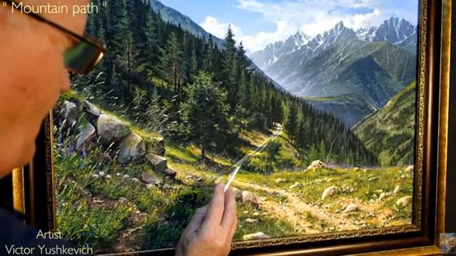 Горы Кавказ «Горный путь» (горный пейзаж) Художник - Виктор Юшкевич. в 2020 году. смотреть онлайн
