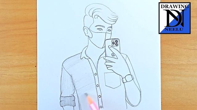 How to draw a Boy taking selfie - Drawing tutorial || Pencil easy drawing || drawing boy || drawing смотреть онлайн
