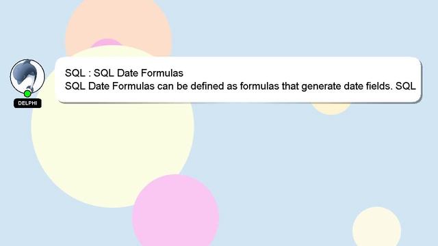 SQL : SQL Date Formulas смотреть онлайн