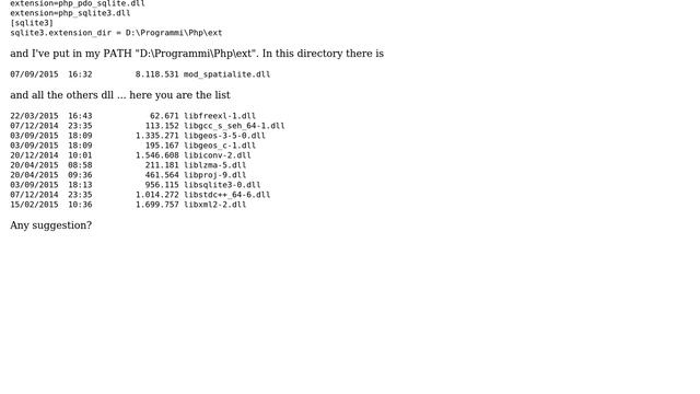 GIS: How configure Spatialite for PHP Version 5.6.14 (on Windows 7 and Apache 2.4)? смотреть онлайн