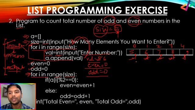 Python Program to Count Total Odd and Even Numbers in List - In Hindi смотреть онлайн