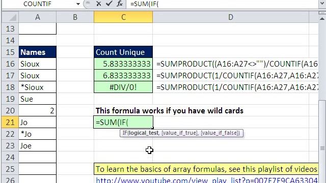Excel Magic Trick 620: Count Unique Items in List - Robust Formulas & A Few Array Formula Tricks смотреть онлайн