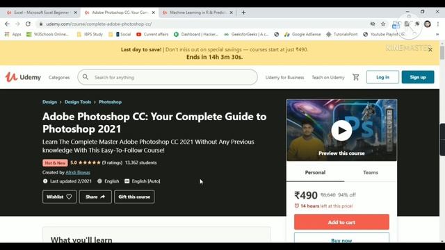 Udemy Free Certificate Courses Machine Learning R | Photoshop Microsoft Excel Project Online Classe смотреть онлайн